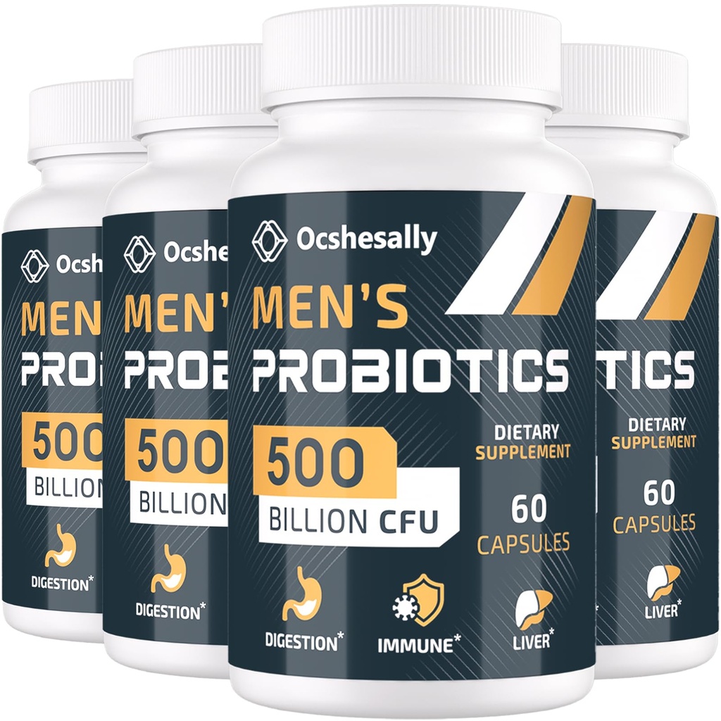 Probiotiki za moške, 500 milijard CFU-jev in 12 sevov Mens probiotik, s kurkuma, brusnice, Goji - probiotiki za digestivno zdravje, črevesje, imunost in napenjanje, prostata in sečninski trakt Zdravje, 240 Kapsula