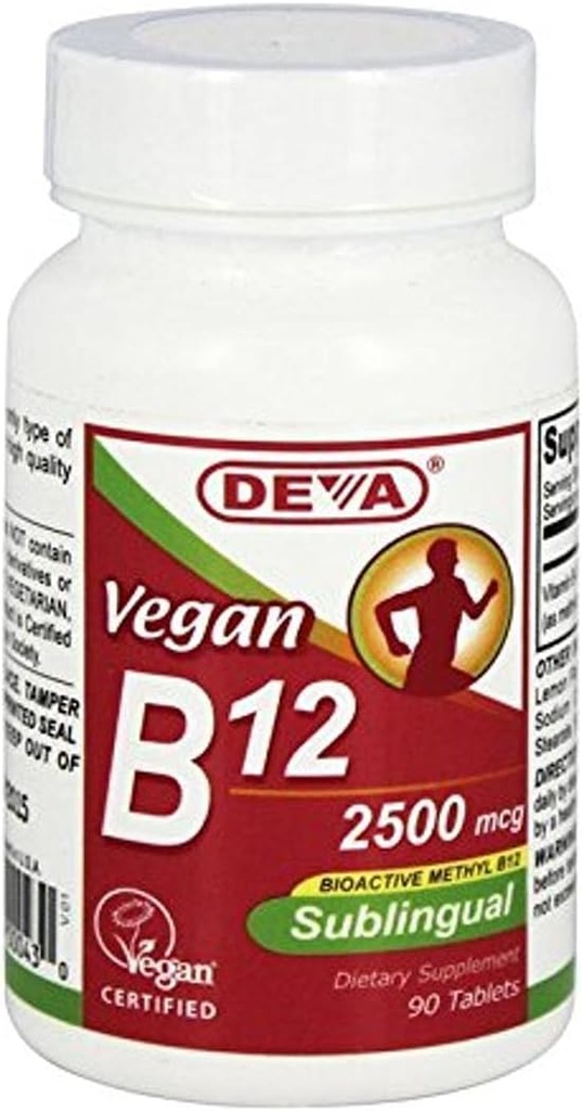 Deva Vegan Vitamini B12 Podjezično, 90 Število