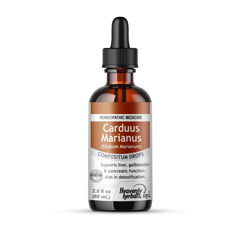Nebeški zelišča, Inc. Carduus Marianus Compositum homeopatske kapljice, Podpira jetra, žolčnik & delovanje trebušne slinavke. Aids in razstrupljanje. 2. 0 fl oz (brez alkohola)
