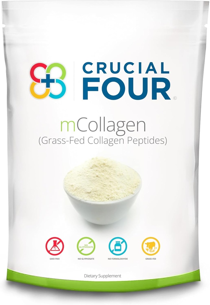 Ključna štiri - mCollagen (Fass Fed Kolagen Peptide Powder) – Aminokisline – Kot nalašč za šport Recovery Beljakovine dopolnilo – Podpira lase, kožo, nohte in skupno zdravje - Organic and Non-GMO (16oz)