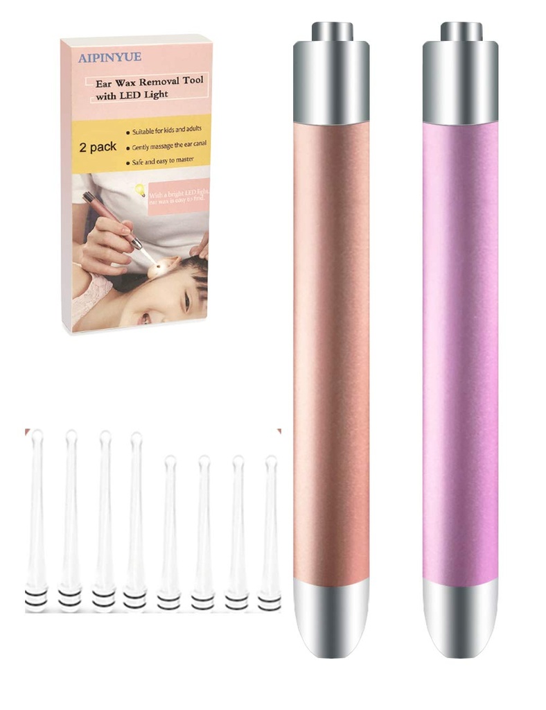 Uho Pick,Ear Wax Odstranjevalno orodje,LED Lights Uho čiščenje Kit,Posodobljena različica,Non-Slip,Soft varnostne Spoon glavo,nadomestljiv in enostaven za čiščenje,varnostni material