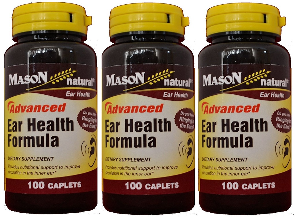 Mason Natural Advance Ear Health Formula Bioflavonoidi Plus 100 Caplets na steklenico Pakiranje 3 Skupaj 300 Kaplet