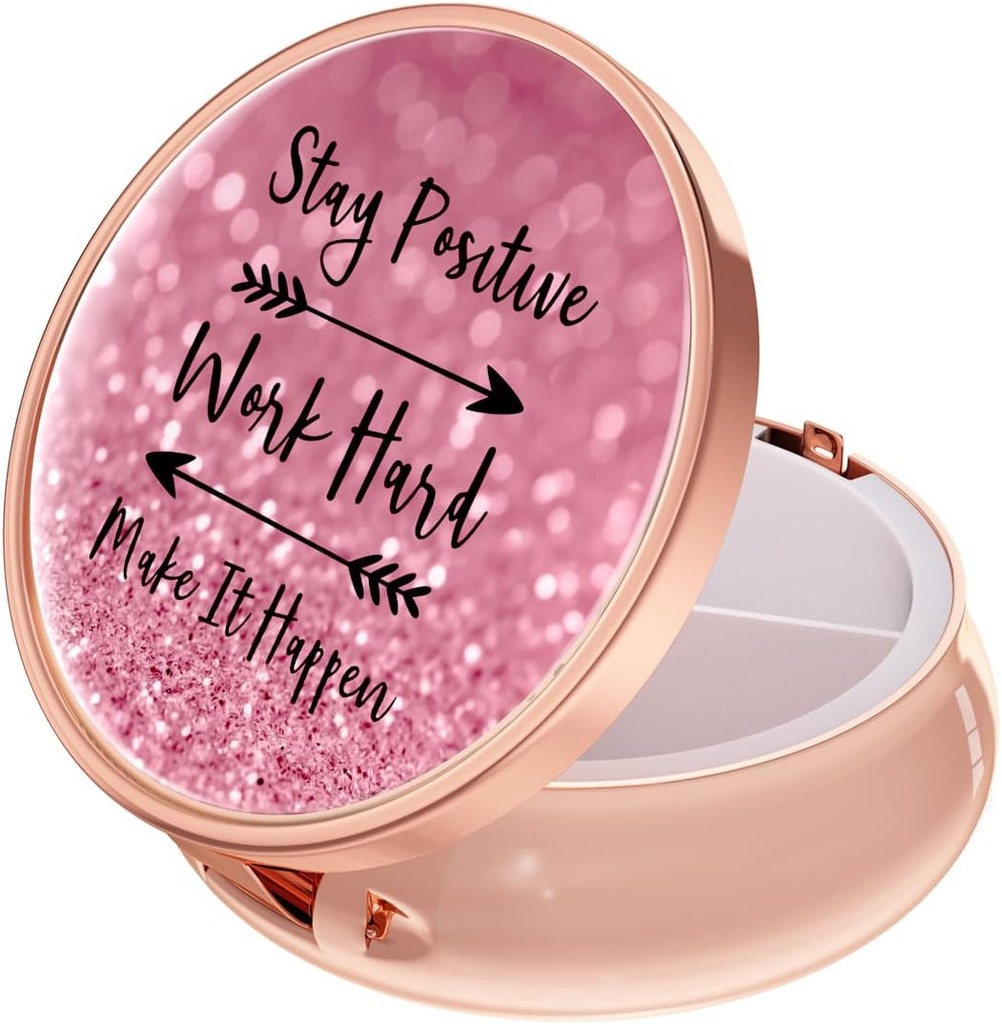 Rouidr tablete Box, 3 Compartment Medicine tablete primer, mala kovinska potovalna medicina škatla za torbico in žep, Rose Gold, delo težko