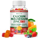 BionerLab kalcijev magnezijev cink Gumiji z vitaminom D3 & K2 - visoka moč izboljšana absorpcija - oranžna in jagodičja arome
