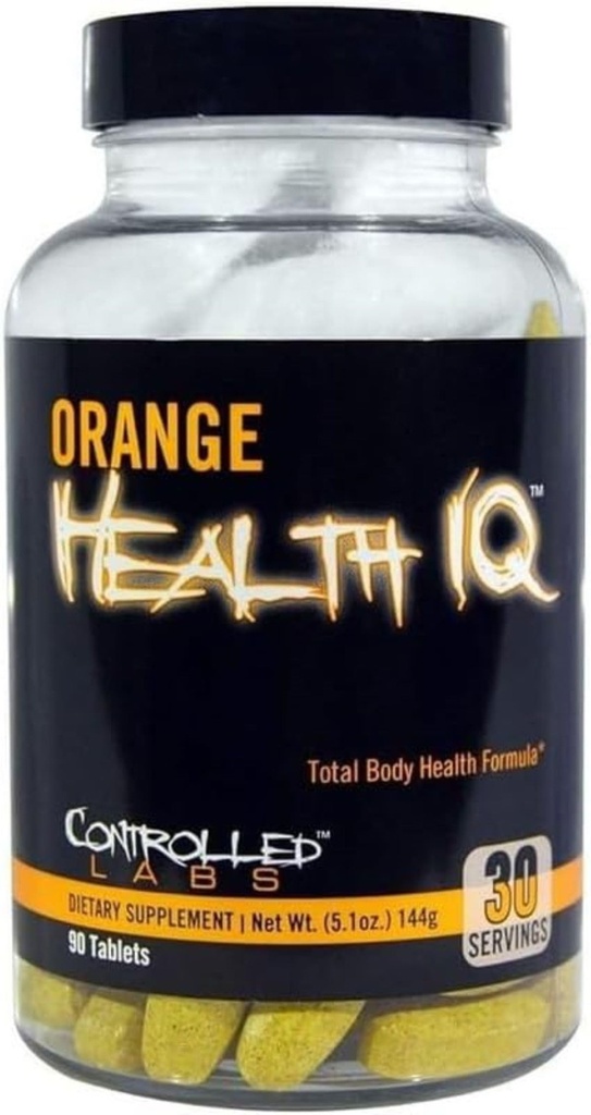 KONTROLIRAN LABS Orange Health IQ Dnevni dodatek za moške in ženske, 90 Tablete, Izboljšana stamina, energija, Kardio funkcija v vašem delu in šport