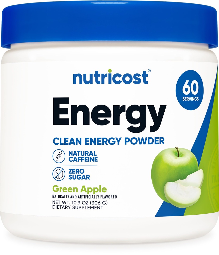 Nutricost Energy Complex (zeleno jabolko) (60 strežbe) - Čista energija v prahu, 300g prehranska dopolnila