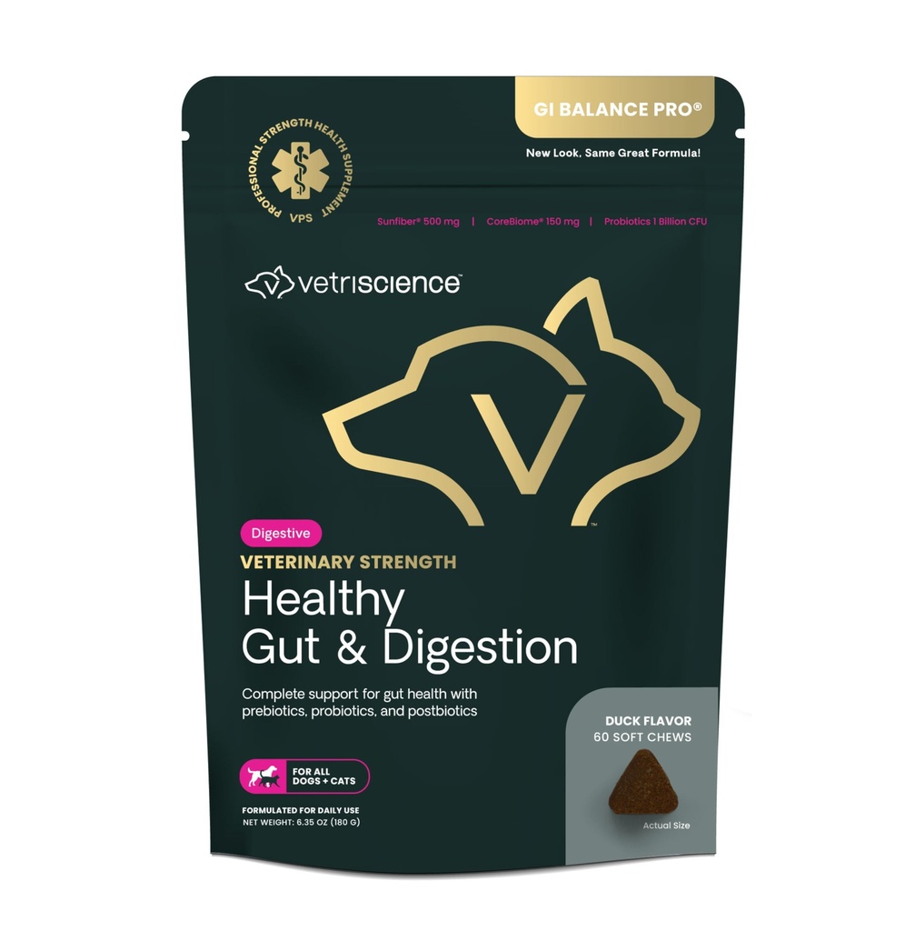 VetriScience Veterinarska moč Zdravje Gut & Prebava - Pet Digestive Health Supplement for Cats & Dogs - Gut Health & Imuna Support - Lastnosti Probiotiki, Prebiotiki & Postbiotics - 60 Count
