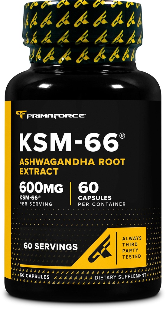 Primaforce KSM-66 Izvleček korenine Ashwagandha (600mg) 60 Veggie kapsul - 5% Witanolidov z BioPerinom