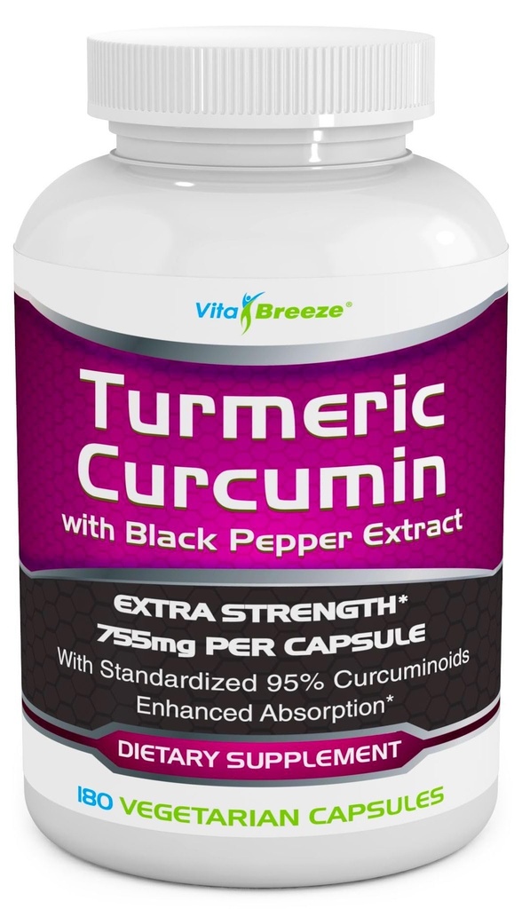 Kompleks kurkumina s črnim izvlečkom popra - 755 mg na kapsulo, 180 Veg. kapice - vsebuje piperin (za superior absorpcijo in tumersko biološko uporabnost) in 95% standardizirane kurkuminoide