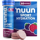 Nuun Sport Elektrolitske tablete z magnezijem, kalcijom, kalijem, kloridom in natrijem, brez glutena in veganom, tri jagode, 8 pakiranj (80 skupaj)