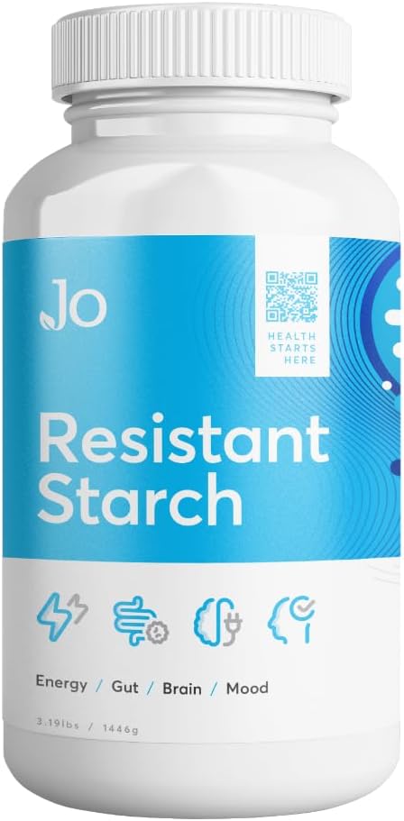 Jo’s Resistant Starch Powder - Premium koruzno posušena superhrana, brez banan, brez lektina - Fiber dodatek k podpori energije, Gut Health, Mood, in Butyrate proizvodnje (3LB dobava)