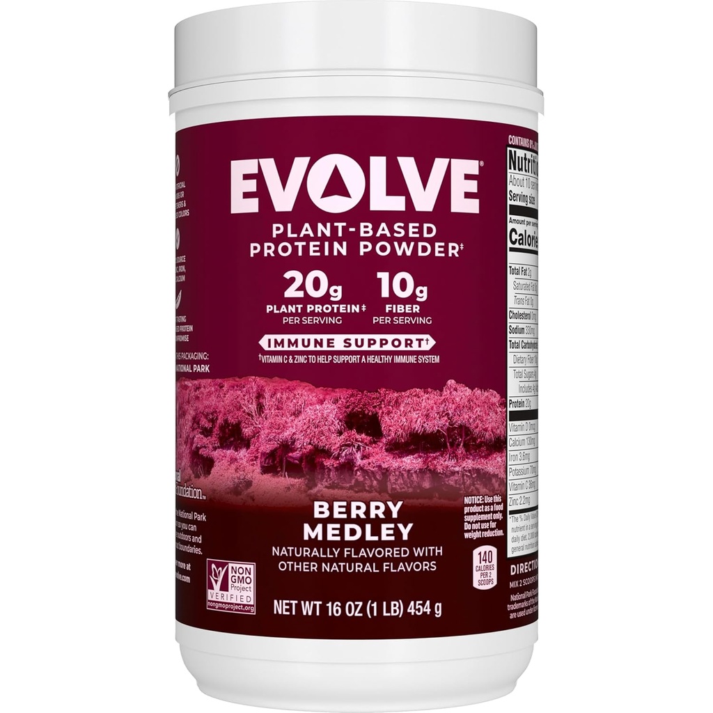 Evolve Protein Powder, Berry Medley, 20g Protein, 1 funt
