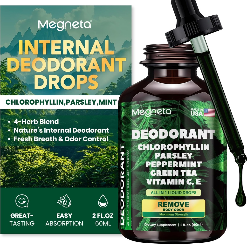 Klorofil tekoče kapljice – Deodoritizacija telesa dodatek za ženske in moške – Detox, Energy & Skin Health Support– Vegan, Non-GMO, 2 Fl Oz