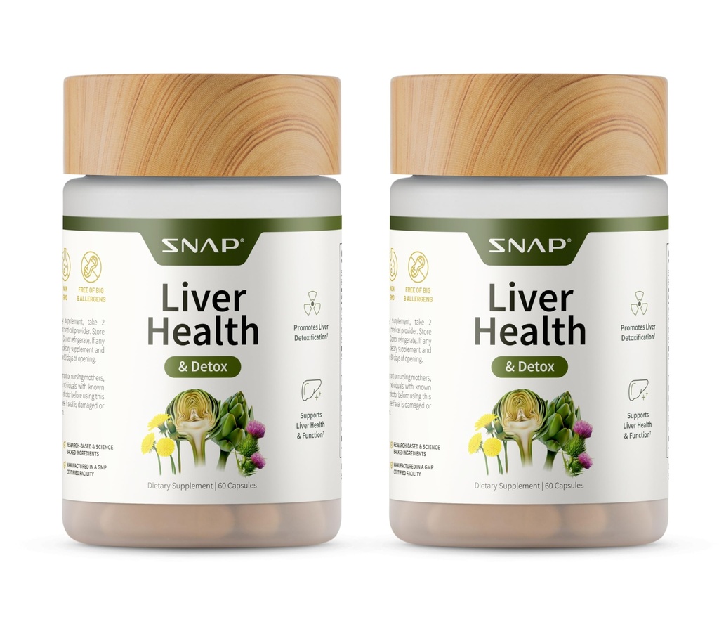 Snap dopolnila zdravje jeter in razstrupljanje dodatek - naravna podpora za jetra in prebavnega zdravja, 60 Vegetarijanske kapsule (2-Pack)