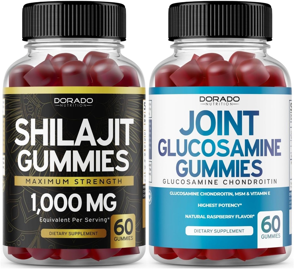 HRANILO DORADO Shilajit Gumiji za moške in ženske (60 Gumijev) in glukozamin hondroitin (60 jih je)