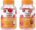 Življenjski cink 25mg Otroci + kalcij Magnezij Otroci, Gumies Bundle - odličen okus, Vitamin dopolnilo, Gluten brezplačno, GSO brezplačno, Žvečljivi gumi