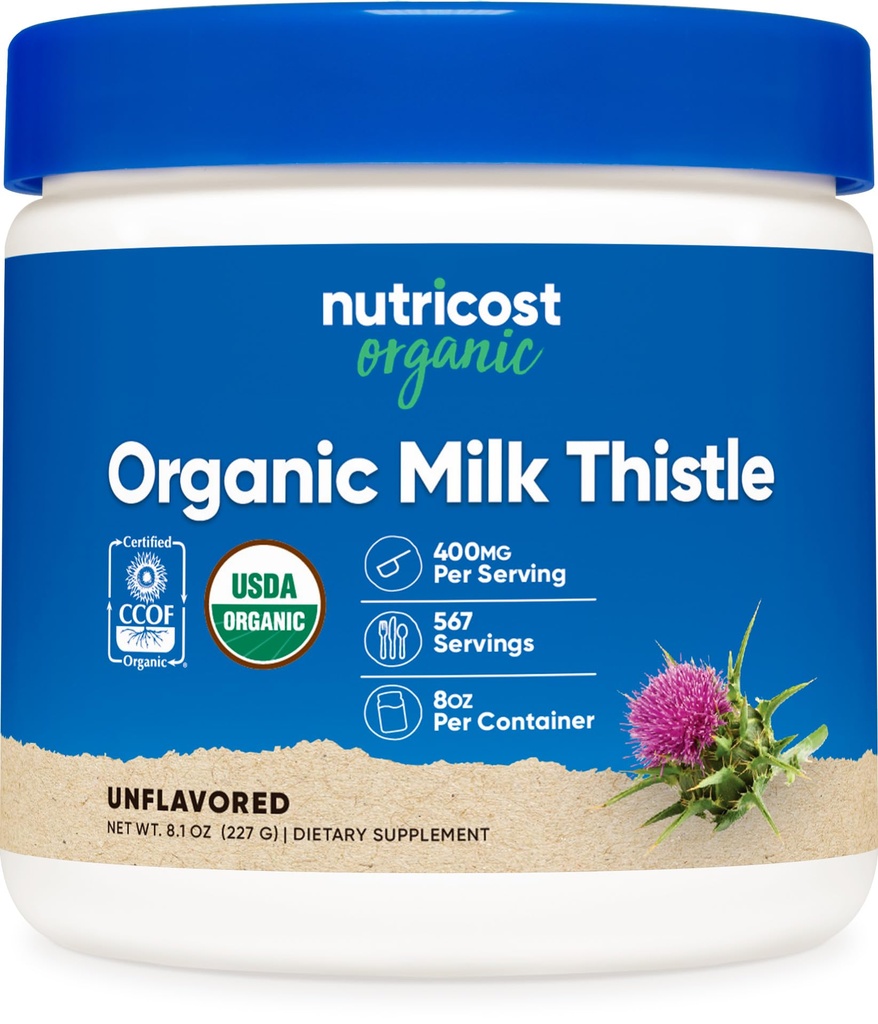 Nutricost Ekološka Mlečna os (Silybum Marianum) 8 oz na posodo (nearomatizirana) - Ne-GMO, Gluten-free