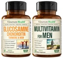 Glukozamin Chondroitin Turmeric MSM + Moški multivitaminski 2-bottle dodatek paket za njega. Skupno zdravje, vnetni odziv, Imunska podpora, Antioksidant lastnosti