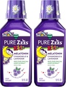 Vicks Pure Zzzs Kidz Melatonin, Kids Melatonin Liquid, Pomoč v spanju, Brez zdravil, Liquid Melatonin 1mg, s Kamilico & Sivender, Melatonin Sleep Aids za otroke, Snooze Berry Okusen, 2 Pack, 24 FL OZ
