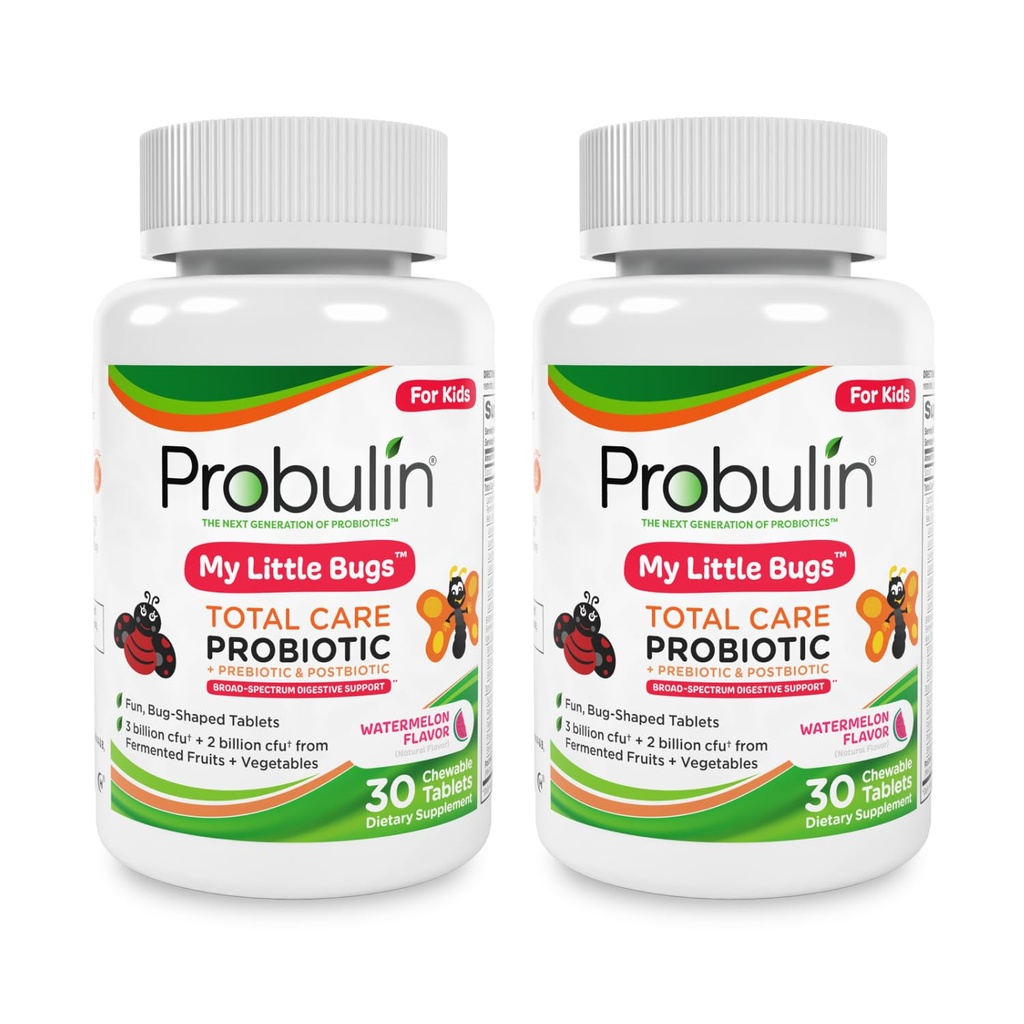Probulin popolna nega Moj mali hrošči Prebiotiki, Probiotiki in postbiotiki - 5 milijard CFU - 15 sevi - 30 žvečljive tablete (Twin Pack)
