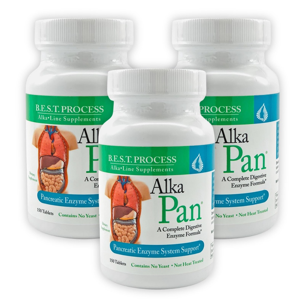 Alka•Pan (3 Pack) Najboljši proces Alkaline – Naravni prebavni dodatek – encimi trebušne slinavke z antioksidant-Rich Superfoods & Prebavne zelišča