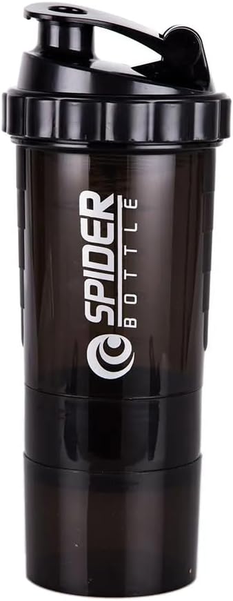 5 V 1 plastenka Protein Shaker - Professional Series Shaker Steklenica za stresanje proteinov in pred vadbo Gym Steklenica, S shranjevanjem prahu, Pladenj, Mešalna žogica,Shakes Cup (črna)