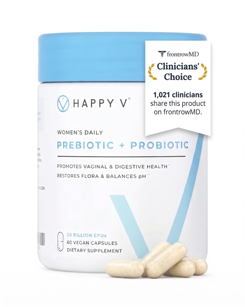 Happy V Dr. Oblikovani vaginalni probiotiki za ženske Odor & Srbečica Podpora, Urinary & Gut zdravje, pH ravnovesje 
