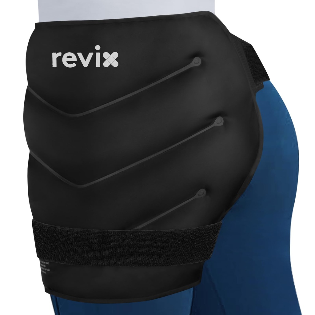 REVIX Ekstra velik Hip Ice Pack Ovitek po operaciji, Reavable Gel Col Pack za nadomeščanje Hip, Sciatic Nerve, Cold Therapy Flexor Kompresijski ovoj, Črna
