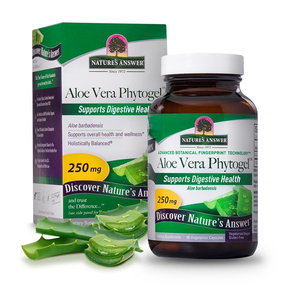 Aloe Vera Phytogel, odgovor narave, podpira digestivno zdravje, Vegan, Non-GMO, Veggie kapsule 90Ct