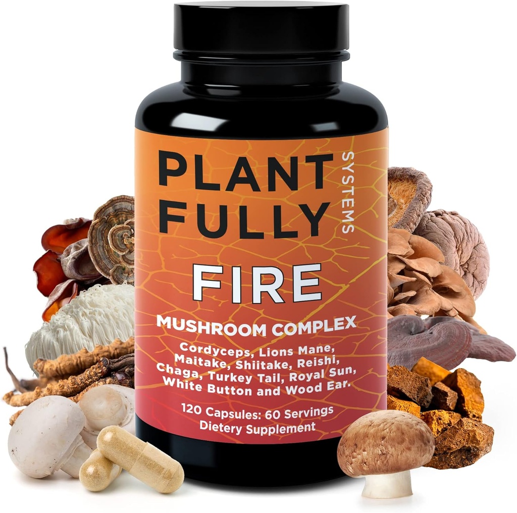 10-v-1 Gobe dodatek – Levje Mane, Reishi, Cordyceps, Chaga, Turčija Tail, Maitake & Shiitake – Nootropni kompleks za podporo možganov, spomin, Focus & Energy – 120 Kapsule, Izdelano v ZDA