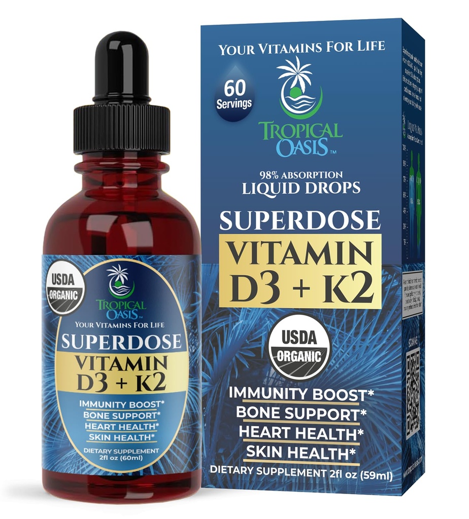USDA Organski tekoči vitamin D3 K2 Kapljice za odrasle 