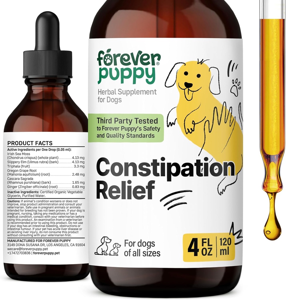 Za vedno zaprtost kužka Relief za pse - Stool Ease Dopplements - Sea Moss & Slippery Elm za digestivno zdravje - Fiber Vitamini in dodatki za zaprtje - Vse pasme in velikosti - 4 oz