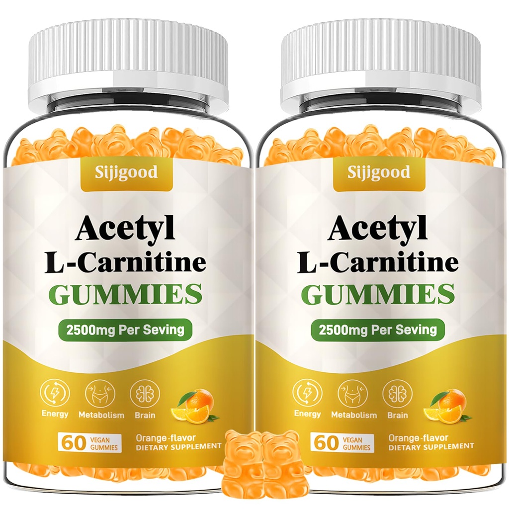 2 Pack Acetil L-karnitine dodatek, naravna prehrana dodatek za povečanje energije, imunitete, Vegan, Orange Flavor, 120 Count