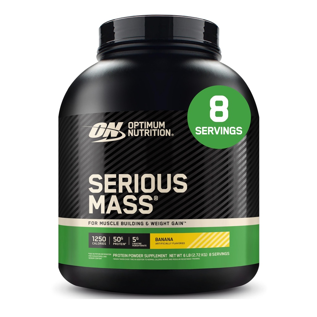 Optimum Nutrition Resna masa, Hujšanje Protein Powder, Mass Gainer, Vitamin C in cink za imuno podporo, Kreatin, Banana, 6 Pound (Packaging May Vary)