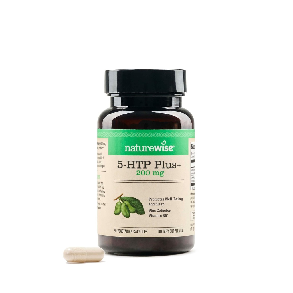 NatureWise 5-HTP 200mg dodatek iz Griffonia semen s kofaktorjem vitamina B6 - Mood podpora in naravna pomoč za spanje za odrasle - Zapoznelo-zapusti, Vegan - 30 Count[1-Mesec oskrbe]