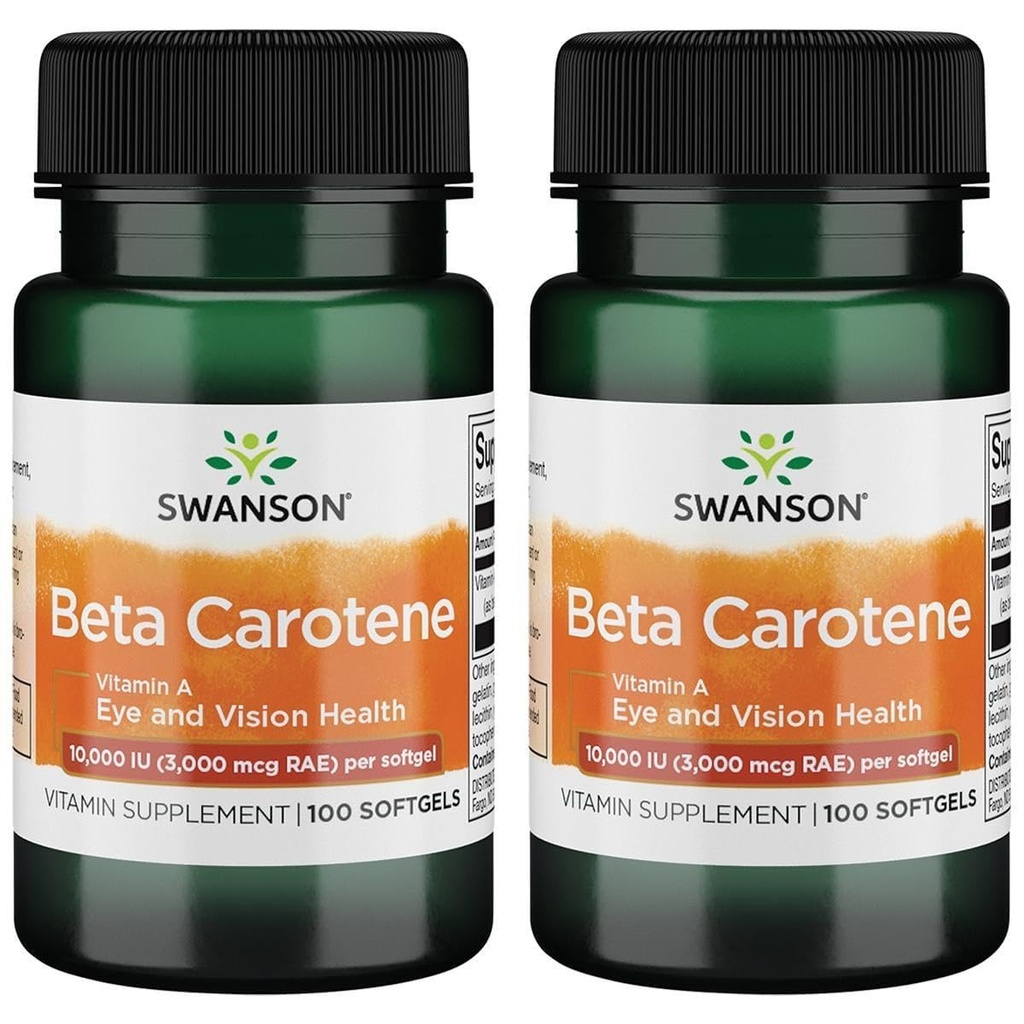 Swanson beta-karoten (vitamin A) Kožni imunski sistem Antioksidant Podpora 10000 Iu (3000 μg) 100 Softgels