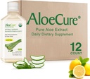 AloeCure USDA Organic Aloe Vera Juice limonina aroma - narejena v 12 urah žetve - Naravna prebavna dopolnila za uravnotežene želodčne kisline - Podpora Prebavne in imunskega zdravja, 12 Btls x 16.7oz