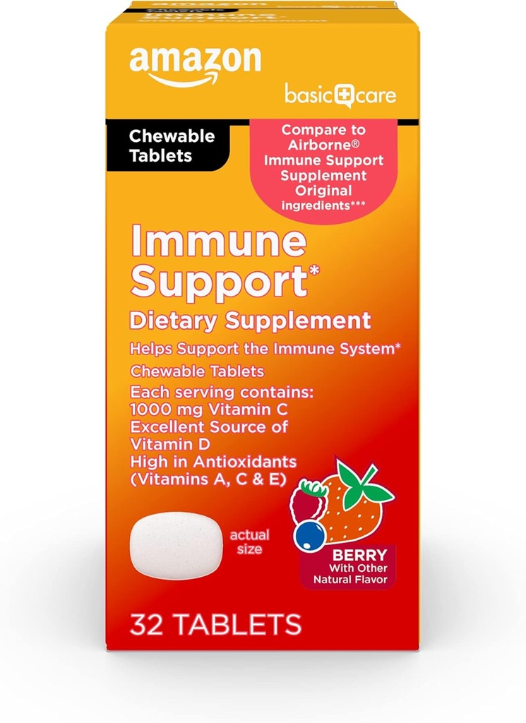 Osnovna nega - Imunska podpora dodatek, Berry Chew tablete, odličen vir telo-bistvenega sonca Vitamin D, 32 Število
