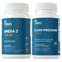 Dr. Tobias Omega 3 Ribje olje in krvni tlak podpora dopolnila za srce, možgane, imunski, cirkulacijsko zdravje, z vitaminom C, B6, B12, Niacin, Folat in zelišča