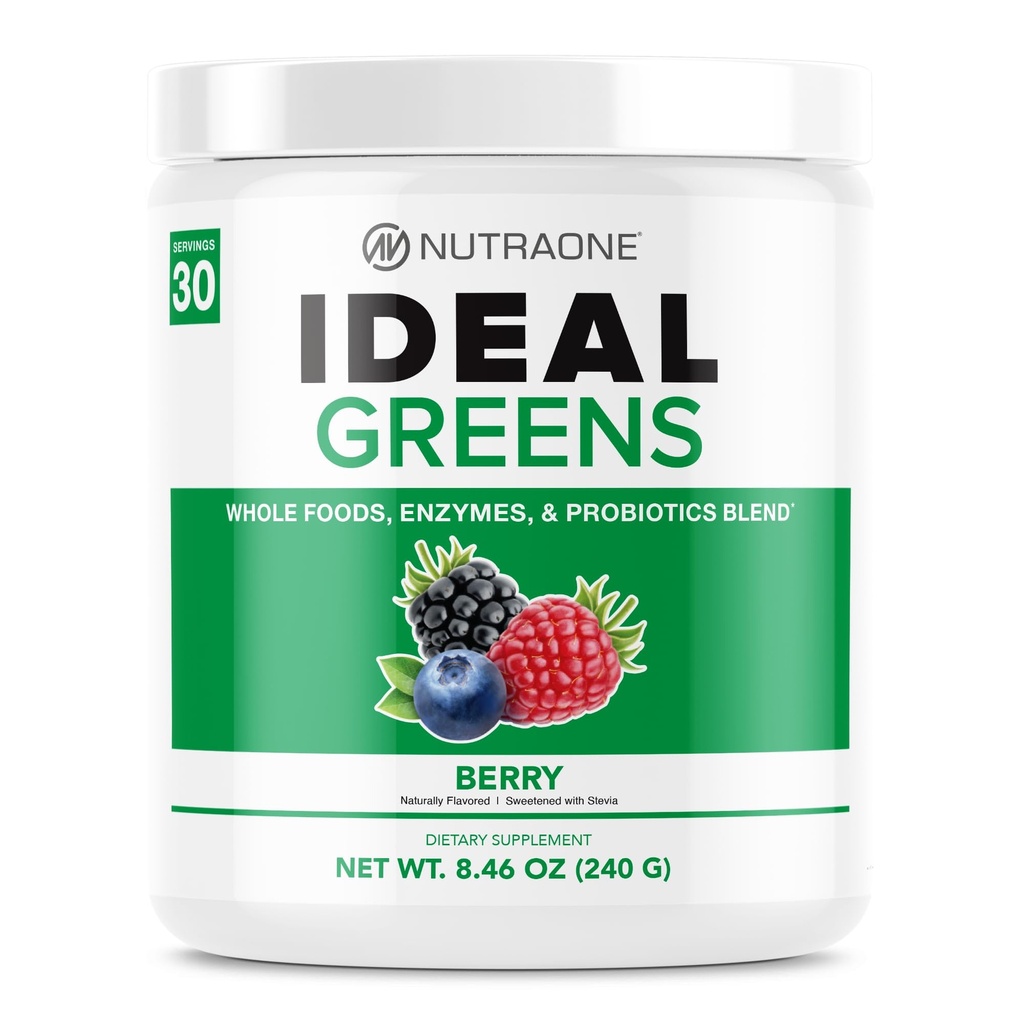NutraOne Idealne zelene Antioksidant in hranilno-rish Superfood Greens Powder dodatek Berry- 30 Servings