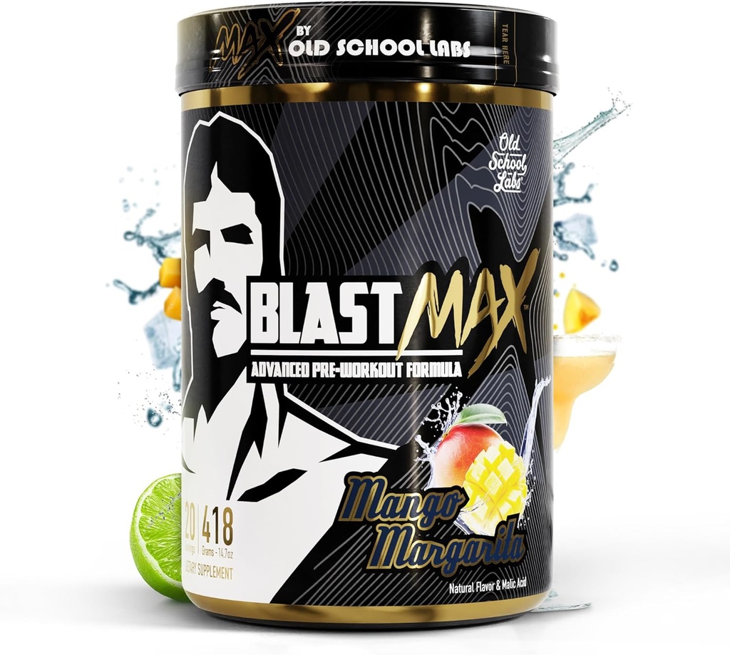 BLAST MAX – High-Stim Pred-World Powder – Zelo priznano v celoti zložena Pred-workout Energy Pijača za Max vzdržljivost, Max Črpalke, Max Focus, in Max Power – Sugar-free Mango Margarita Flavor – 418g