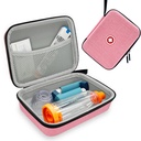 Hard Inhaler Spacer Primer za otroke in odrasle, Astma Inhaler Primer z Mesh Pocket za medicino in drugi dodatki, roza (samo Bag)