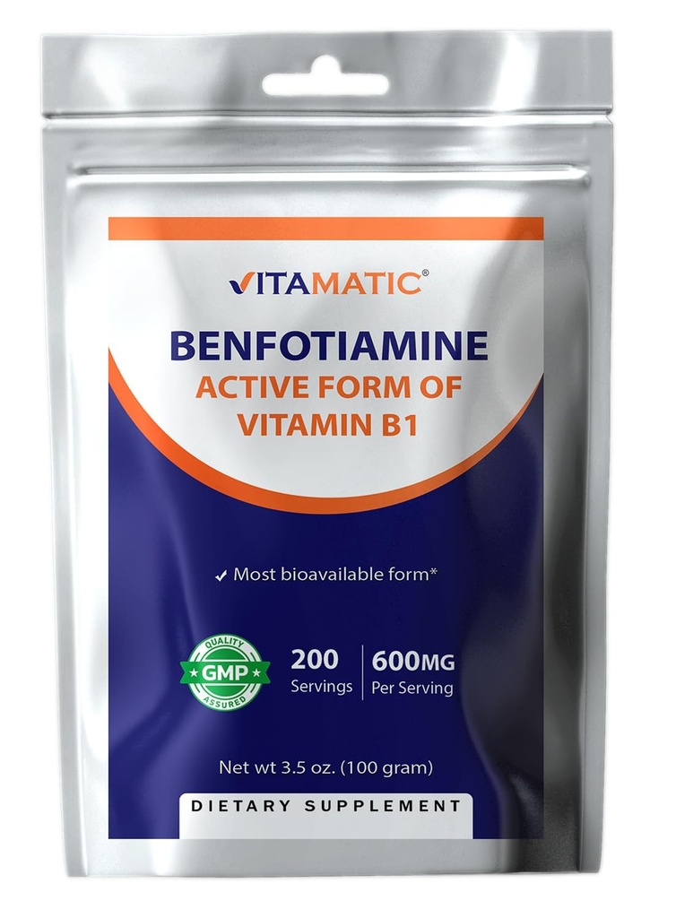 Vitamatski Benfotiamin Pure Powder 600 mg na odmerek - 100 gramov - imenovan tudi maščobni topen vitamin B1