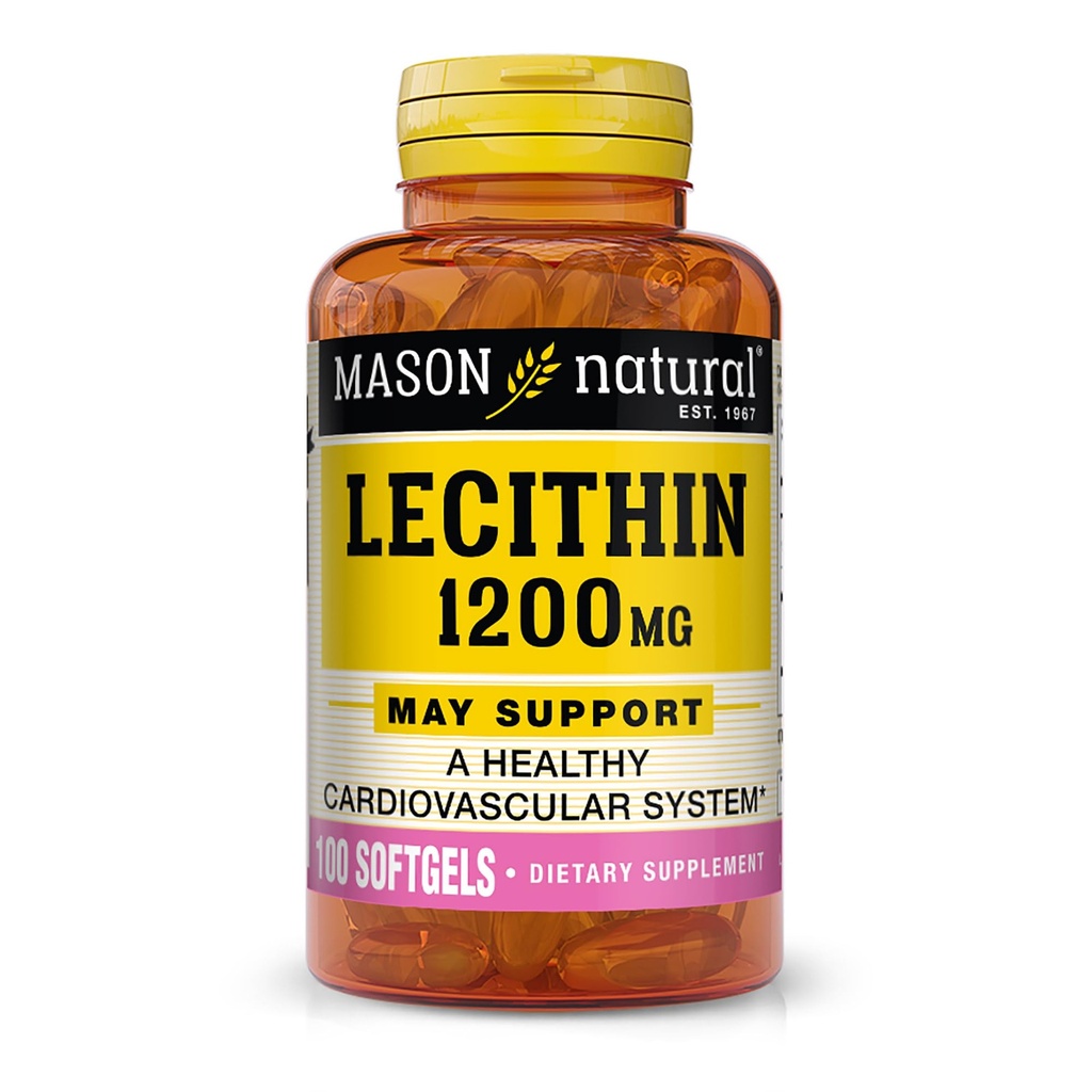 MASON NARAVNI lecitin 1200 mg - Zdrav kardiovaskularni sistem, spodbuja zdravje jeter in reprodukcije, 100 mehkih