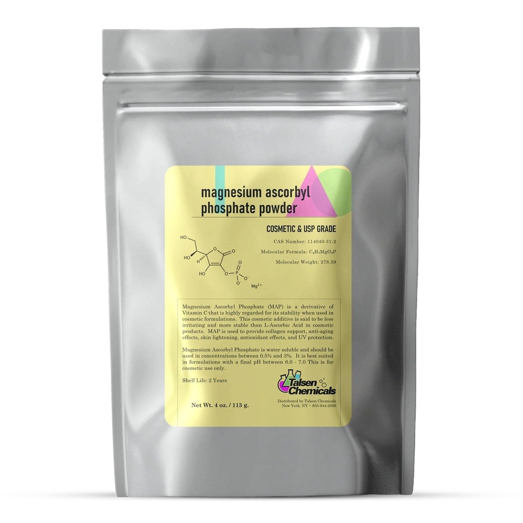 Magnezij Askorbil fosfat v prahu, Magnezij Askorbil fosfat Stabilen vitamin C, magnezij Askorbil fosfat MAP v prahu za DIY izdelki za nego kože Talsen kemikalije (4 Ounce / 113 Grams)
