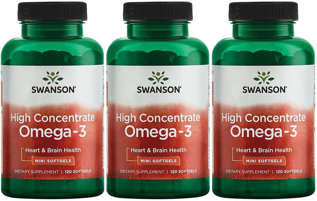Swanson visoka koncentrat Omega-3 ribje olje - Eterične maščobne kisline - (120 Softgels, 680mg vsak) 3 pakiranje