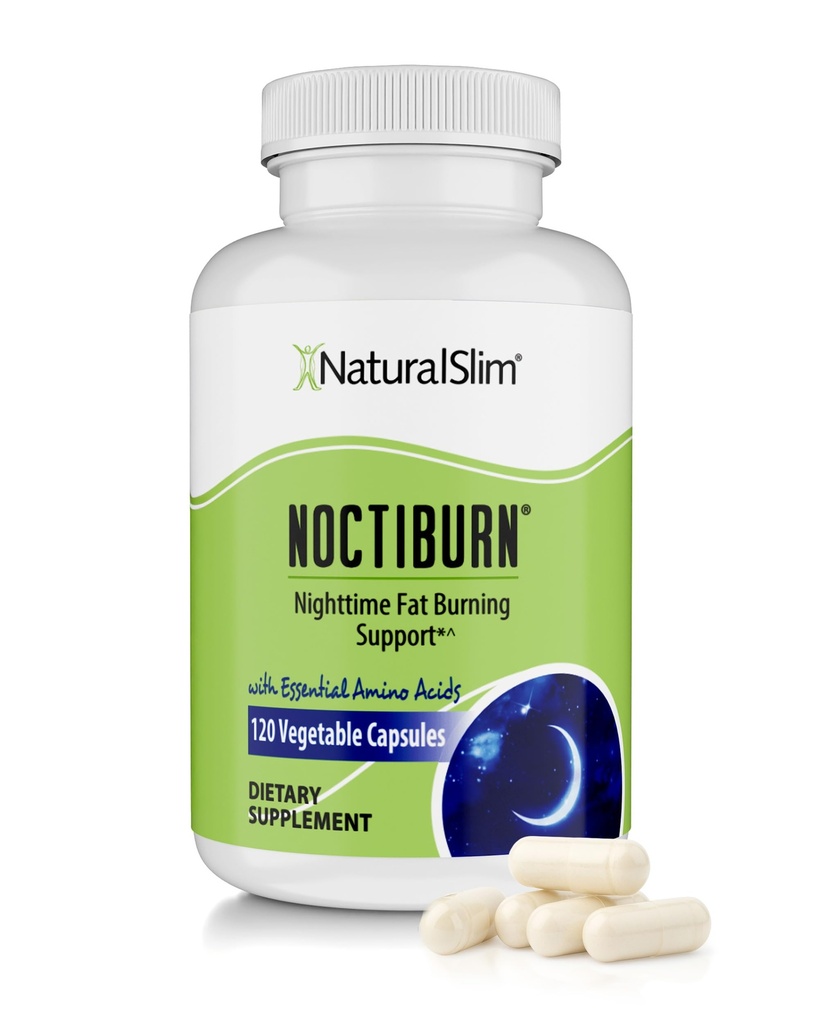 NaturalSlim Night Time Fat Burner za ženske in moške - Noctiburn Čez noč Maščobni dodatki z esencialno aminokislino za nočno opeklino Presnovna podpora - 120 Zelenjavnih kapsul