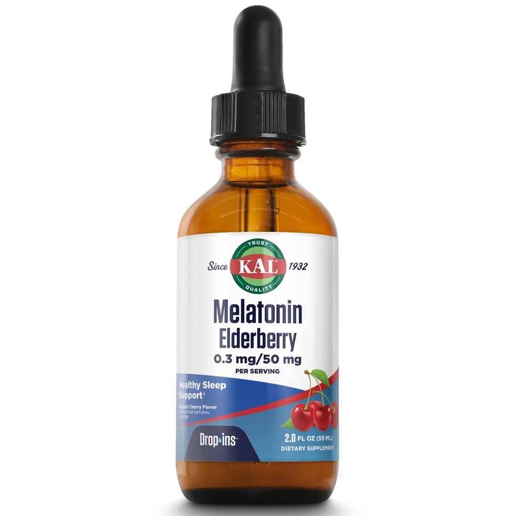 KAL 0.3 Mg Melatonin Cherry Bezgove kapljice, 2 tekočine Ounce