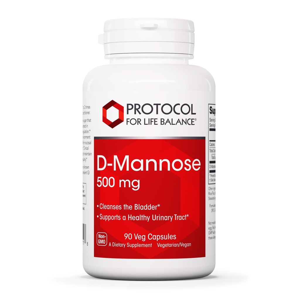 Protokol D-manoza - 500mg - čiščenje mehurja - podpora Zdravi sečni trakt* - za moške in ženske - Kosher & Non-GMO - 90 Veg kapsul
