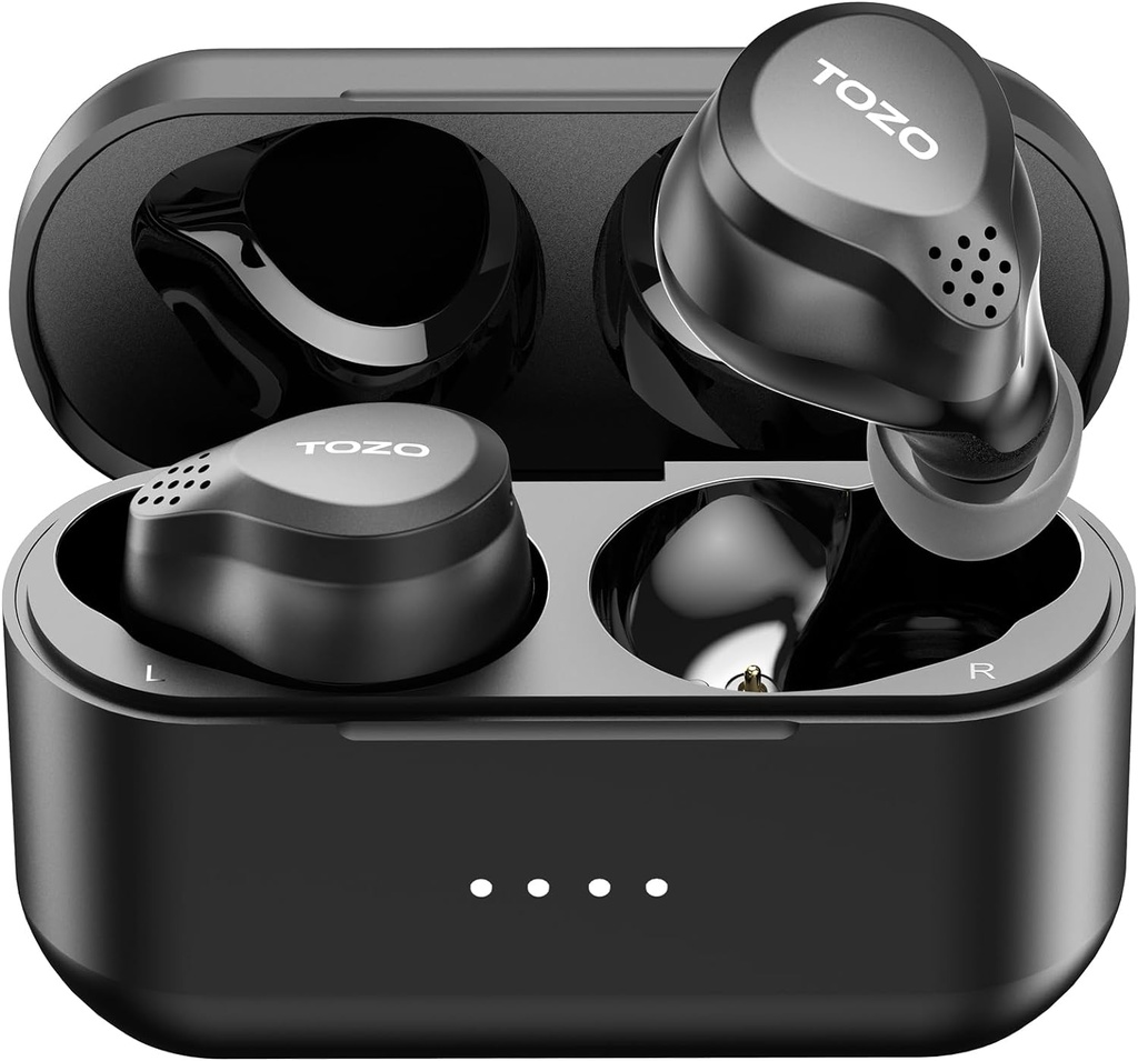 TOZO novi NC7 Hibridni aktivni hrup Prekliči Wireless ušesa, Bluetooth 5.3 Slušalke z ultra dolgim 72H Playtime, zaznavanje v zraku, App Prilagajanje, Immersive Sound Deep Bas slušalke